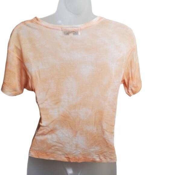 WILDFOX Womens T-Shirt SZ S It's 5 Somewhere Tie Dye Sherbet Crop Semi-Sheer - Picture 3 of 9